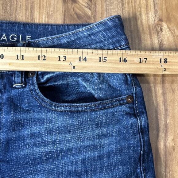 American Eagle Jeans Mens 31x30 Blue Flex Relaxed Straight Dark Wash Denim - Picture 3 of 6